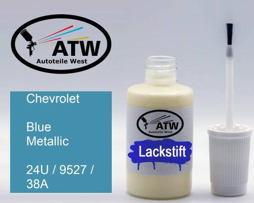 Chevrolet, Blue Metallic, 24U / 9527 / 38A: 20ml Lackstift, von ATW Autoteile West.